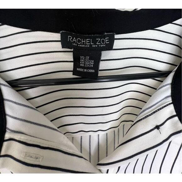 Rachel Zoe Black and White Button Up Striped Long Sleeve Blouse - Picture 2 of 4